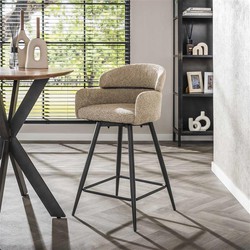 Hoyz Collection  Barstoel Draaibaar 2 Stuks - Boucle Zandkleur