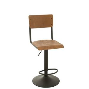 J-Line barstoel - hout|metaal - bruin - 2 stuks