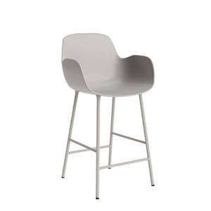 Normann Copenhagen Form Barkruk High 65 cm met Armleuning - Staal - Warm Grijs