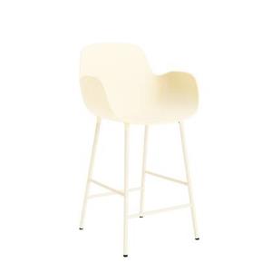 Normann Copenhagen Form Barkruk High 75 cm met Armleuning - Staal - Crème