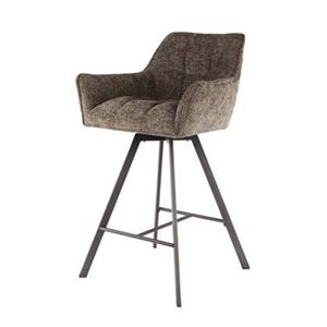 Giga Meubel  Barstoel Draaibaar Taupe - Raster - Set van 2