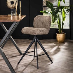 Hoyz Collection  Barstoel Comfort Draaibaar - Boucle Taupe - 2 Stuks
