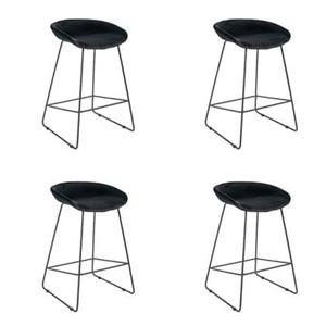Bronx71 Velvet barkruk Oslo zwart 66 cm - Barkrukken set van 4