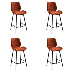 Bronx71 Velvet barkruk Toby koper 71 cm - Barkrukken set van 4