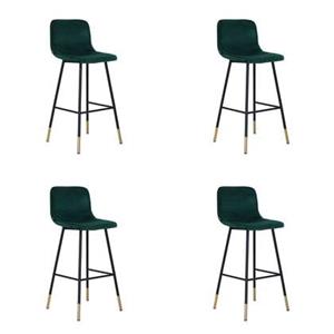 Bronx71 Velvet barkruk Mikky groen 68 - 79 cm - barkrukken set van 4