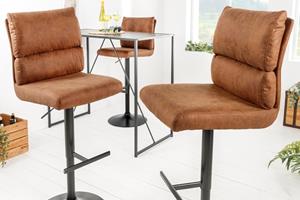 Invicta Interior In hoogte verstelbare barkruk COMFORT antiekbruin microvezel draaibaar met zwart metalen rugleuning - 43651