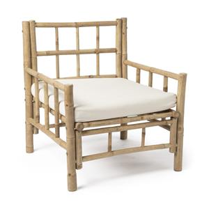 Xenos Fauteuil met kussen - bamboe - naturel/wit - 80x70x70 cm