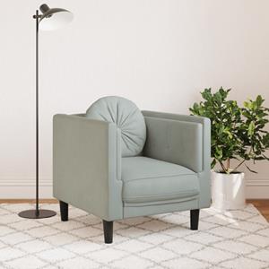 vidaXL Fauteuil met kussen fluweel lichtgrijs