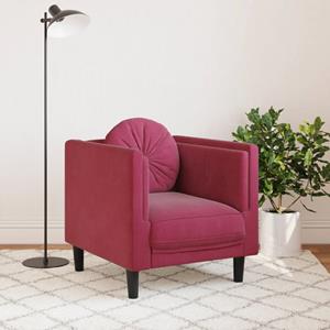 vidaXL Fauteuil met kussen fluweel wijnrood