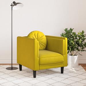 vidaXL Fauteuil met kussen fluweel geel