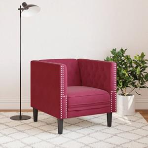 vidaXL Fauteuil Chesterfield-stijl fluweel wijnrood