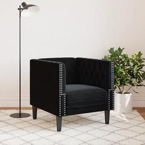 vidaXL Fauteuil Chesterfield-stijl fluweel zwart