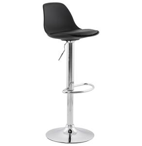 KokoonDesign Barkruk Suki kunstleer zwart met chromen voet