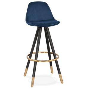 Meubelen-Online Barkruk Parijs velvet blauw met zwart en messing