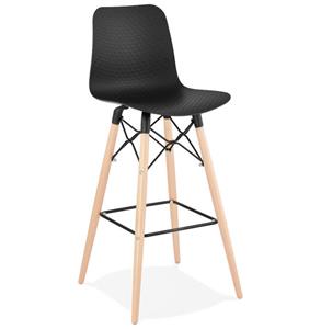 KokoonDesign Barkruk Detroit zwart kunststof met blank hout design