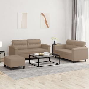 vidaXL 3-delige Loungeset met kussens kunstleer cappuccino