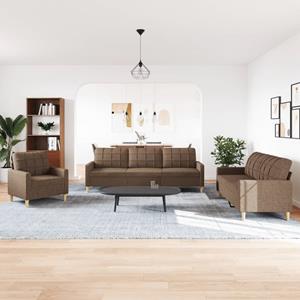 vidaXL 3-delige Loungeset stof bruin