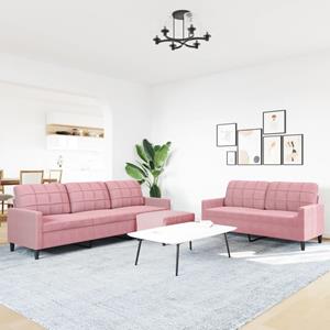 vidaXL 3-delige Loungeset met kussens fluweel roze