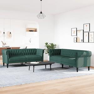 vidaXL 2-delige Loungeset stof donkergroen
