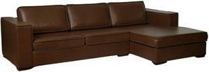 SHOPX HUISCOLLECTIE Bruine leren landelijke hoekbank Fine - poot hout bruin - Elegance leer Brown (bruin leer)