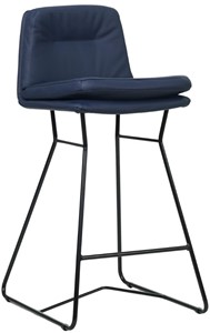 SHOPX HUISCOLLECTIE Blauwe leren industriële barkruk Candy - staal zwart - Hermes Leer Kobalt (blauw leer)
