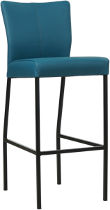 SHOPX HUISCOLLECTIE Blauwe leren moderne barkruk Revolt - poot vierkant zwart - Hermes Leer Turquoise (blauw leer)