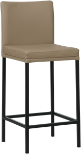 SHOPX HUISCOLLECTIE Taupe leren moderne barkruk Break - poot vierkant zwart - Hermes Leer Mocca (taupe leer)