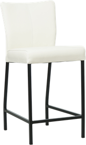 SHOPX HUISCOLLECTIE Gebroken witte leren moderne barkruk Revolt - poot vierkant zwart - Hermes Leer Bianco (gebroken wit leer)