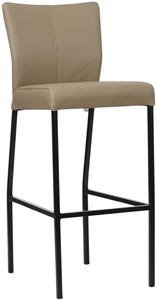 SHOPX HUISCOLLECTIE Taupe leren moderne barkruk Revolt - poot vierkant zwart - Hermes Leer Mocca (taupe leer)