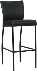 SHOPX HUISCOLLECTIE Zwarte leren moderne barkruk Revolt - poot vierkant zwart - Toledo Leer Nero (zwart leer)