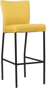 SHOPX HUISCOLLECTIE Gele leren moderne barkruk Revolt - poot vierkant zwart - Toledo Leer Giallo (geel leer)