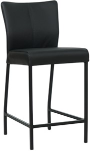 SHOPX HUISCOLLECTIE Zwarte leren moderne barkruk Revolt - poot vierkant zwart - Toledo Leer Nero (zwart leer)