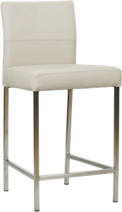 SHOPX HUISCOLLECTIE Crème leren moderne barkruk Bright - poot vierkant rvs - Toledo leer Misty (crème leer)