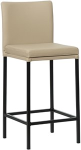 SHOPX HUISCOLLECTIE Taupe leren moderne barkruk Break - poot vierkant zwart - Toledo Leer Mastic (taupe leer)