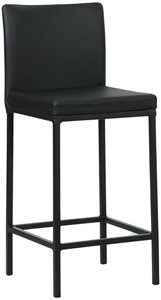 SHOPX HUISCOLLECTIE Zwarte leren moderne barkruk Break - poot vierkant zwart - Toledo Leer Nero (zwart leer)