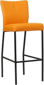 SHOPX HUISCOLLECTIE Oranje leren moderne barkruk Revolt - poot vierkant zwart - Toledo Leer Mandarin (oranje leer)