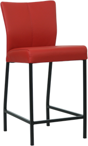 SHOPX HUISCOLLECTIE Rode leren moderne barkruk Revolt - poot vierkant zwart - Toledo Leer Ducati (rood leer)