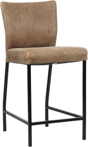 SHOPX HUISCOLLECTIE Bruine leren moderne barkruk Revolt - poot vierkant zwart - Vintage Leer Brown (bruin leer)