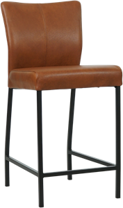 SHOPX HUISCOLLECTIE Cognac leren moderne barkruk Revolt - poot vierkant zwart - Granada leer Savannah (cognac leer)