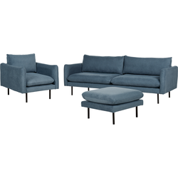 Beliani  VINTERBRO - Bankenset met ottomaan - Blauw - Polyester