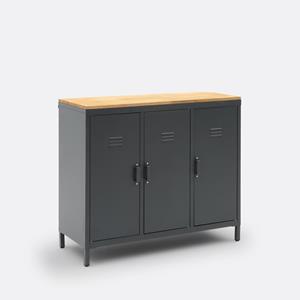 LA REDOUTE INTERIEURS Kast/Vestiaire in metaal en eik, 3 deuren Hiba