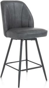 Leo barstoel - frame rough off black (ROB) - draaibaar - stof Pala - antraciet