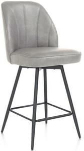 Leo barstoel - frame rough off black (ROB) - draaibaar - stof Pala - lichtgrijs