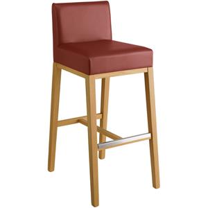 Vega Barstoel Batista; 44x54x99 cm (BxDxH); zitting bordeaux, frame eiken; 2 stuk / verpakking