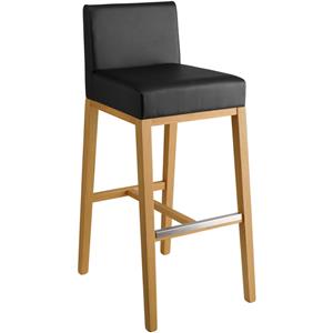 Vega Barstoel Batista; 44x54x99 cm (BxDxH); zitting zwart, frame eiken; 2 stuk / verpakking