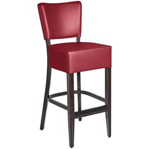 Vega Barkruk Prestige; 45x56x110 cm (BxDxH); zitting bordeaux, frame walnoot