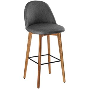 Vega Barstoel Alwin; 47x48x111 cm (BxDxH); zitting antraciet, frame eiken/naturel