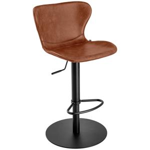 Vega Barkruk Dallas draaibaar, in hoogte verstelbaar; 45x35x105 cm (BxDxH); zitting cognac, frame zwart