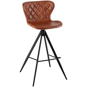 Vega Barstoel Kansas; 52.5x50x104 cm (BxDxH); zitting cognac, frame zwart; 2 stuk / verpakking