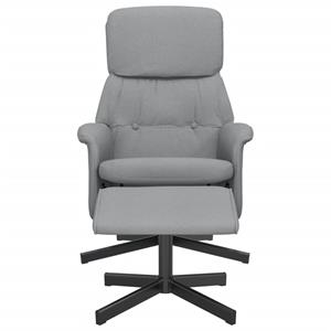 VidaXL Fauteuil verstelbaar met voetenbankje stof lichtgrijs